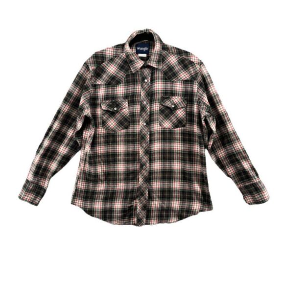 Vintage Wrangler Western Pearl Snap Plaid Rodeo Shirt Blouse Size Large - Picture 2 of 12